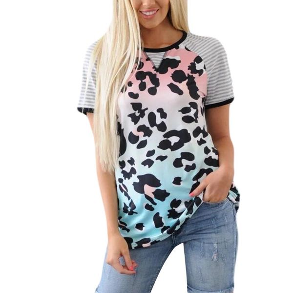 women's t-shirt fashion tee women 2021 summer stripe leopard print t shirt brown blue short sleeve cotton casual o-neck camiseta, White
women's t-shirt fashion tee women 2021 summer stripe leopard print t shirt brown blue short sleeve cotton casual o-neck camiseta, White