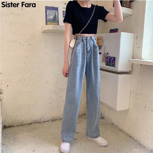 sister fara spring autumn women's beige denim jeans women high waist loose buttons casual wide leg black ladies pants, Blue
sister fara spring autumn women's beige denim jeans women high waist loose buttons casual wide leg black ladies pants, Blue