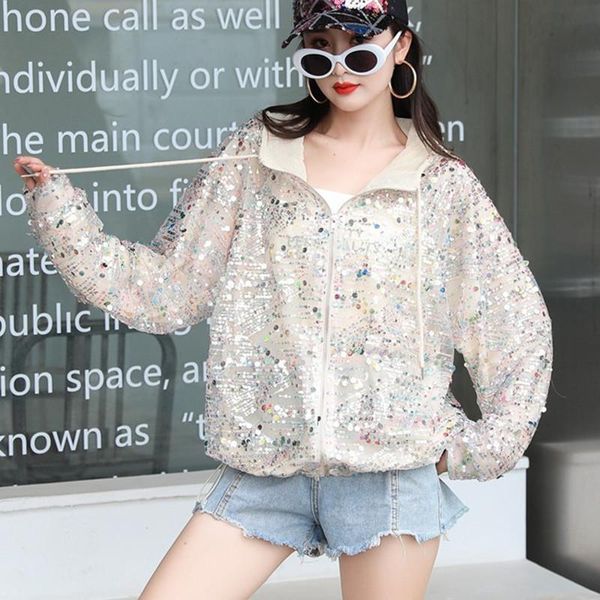 women's jackets summer streetwear hooded clothing zipper cardigan jacket loose embroidery sequins long sleeved outerwear coats, Black;brown
women's jackets summer streetwear hooded clothing zipper cardigan jacket loose embroidery sequins long sleeved outerwear coats, Black;brown