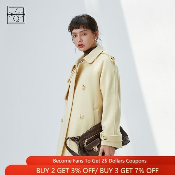 women's wool & blends ziqiao double-sided woolen coat 100 pure windbreaker yellow collar double-breasted design jackets, Black
women's wool & blends ziqiao double-sided woolen coat 100 pure windbreaker yellow collar double-breasted design jackets, Black
