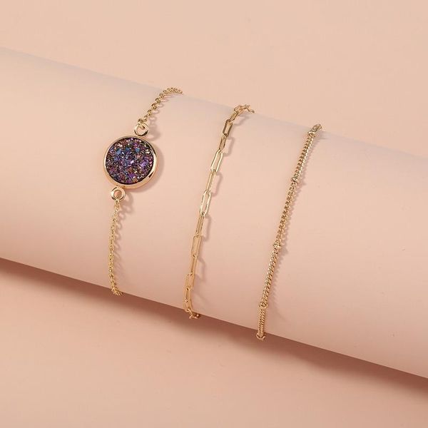 link, chain 3pcs/set purple crystal cluster stone beads metal bracelets set for women round charm bracelet bangle jewelry, Black
link, chain 3pcs/set purple crystal cluster stone beads metal bracelets set for women round charm bracelet bangle jewelry, Black