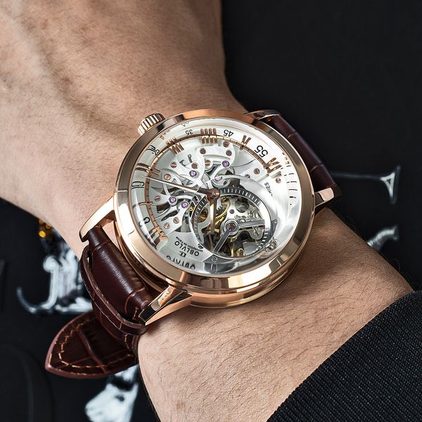 casual watch men skeleton dial calfskin leather band rose gold automatic watches for men montre homme european and american fashion new prod, Slivery;brown
casual watch men skeleton dial calfskin leather band rose gold automatic watches for men montre homme european and american fashion new prod, Slivery;brown
