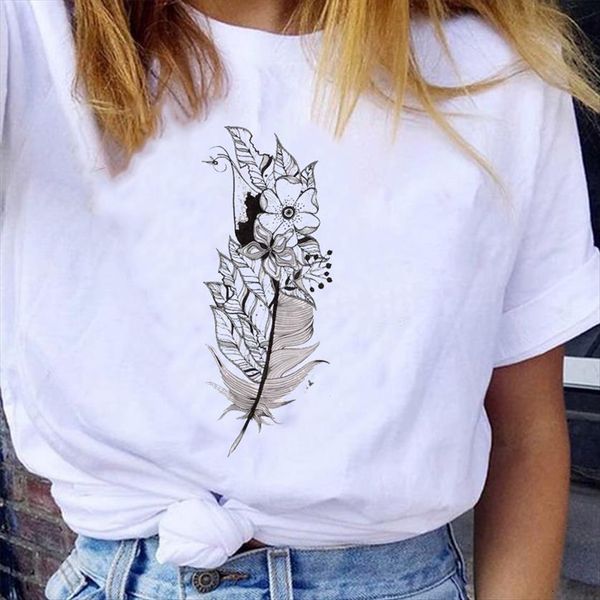 graphic floral feather kawaii casual women t shirt 90s clothing cartoon fashion clothes tees print female, White
graphic floral feather kawaii casual women t shirt 90s clothing cartoon fashion clothes tees print female, White