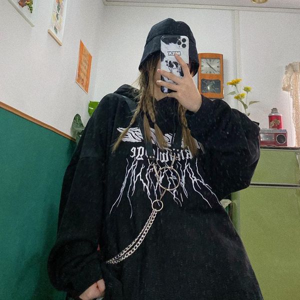 women's hoodies & sweatshirts winter street hip hop boyfriend bf loose big size functional iron ring hardware fleece hooded, Black
women's hoodies & sweatshirts winter street hip hop boyfriend bf loose big size functional iron ring hardware fleece hooded, Black