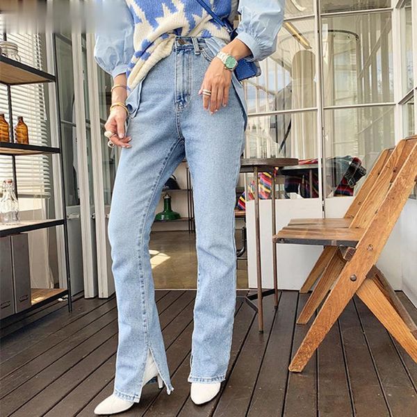 autumn fashion women denim jeans high-waist straight for side split vintage female long pant capris women's, Blue
autumn fashion women denim jeans high-waist straight for side split vintage female long pant capris women's, Blue
