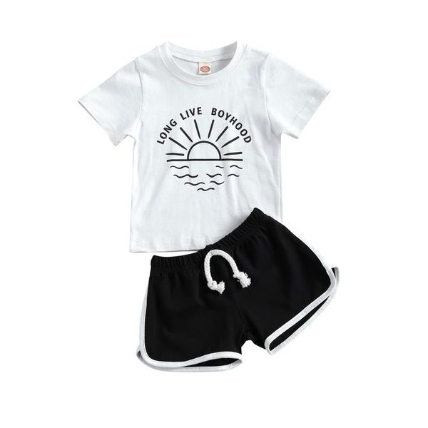 clothing sets 2021 baby summer kids boys 2-piece outfit set short sleeve letter sunrise +shorts for children, White
clothing sets 2021 baby summer kids boys 2-piece outfit set short sleeve letter sunrise +shorts for children, White