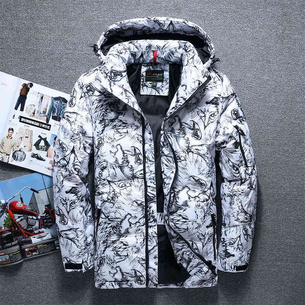men's hooded et, casual coat, thick duck fashion brand, camouflage feather, black and white
men's hooded et, casual coat, thick duck fashion brand, camouflage feather, black and white