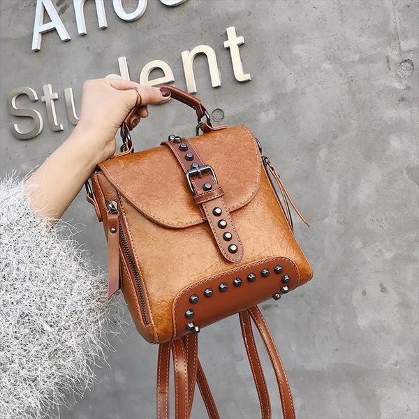 multifunctional rivet backpack for women shoulder bag small pu leather bagpack girls schoolbag female hand black daypack
multifunctional rivet backpack for women shoulder bag small pu leather bagpack girls schoolbag female hand black daypack