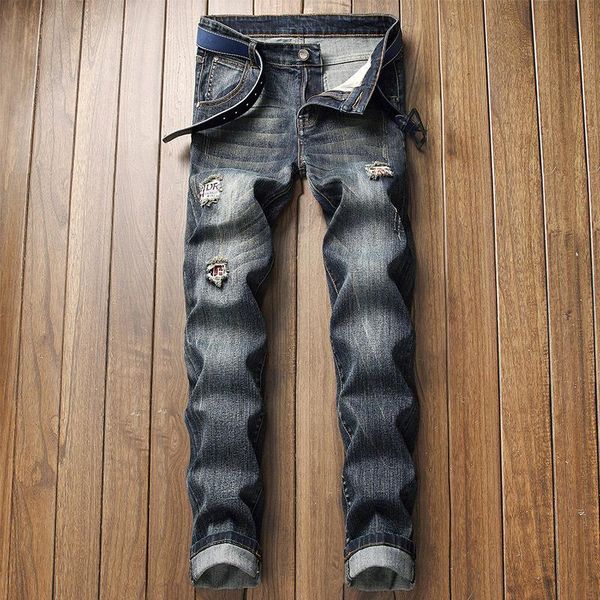 men's jeans in the four seasons of 2021: embroidery, stretch, slim fit, small feet, fashion trend, pants with holes, Blue
men's jeans in the four seasons of 2021: embroidery, stretch, slim fit, small feet, fashion trend, pants with holes, Blue