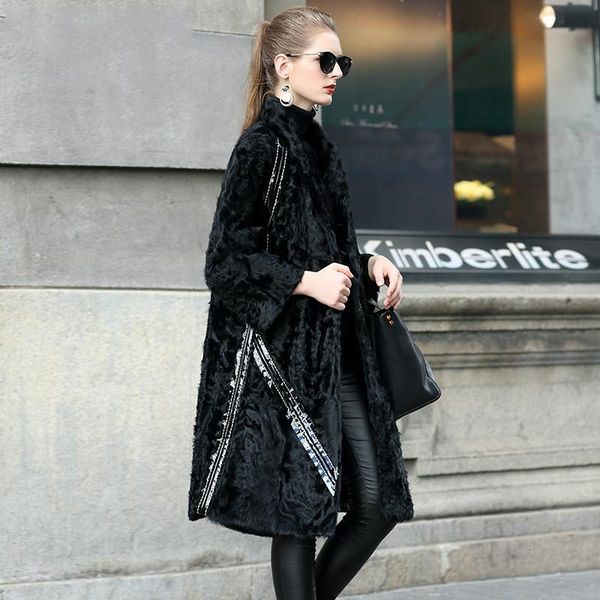 women's fur & faux natural real coat autumn winter women clothes warm luxurious wool jacket korean vintage double-faced zt4046 w0hf, Black
women's fur & faux natural real coat autumn winter women clothes warm luxurious wool jacket korean vintage double-faced zt4046 w0hf, Black