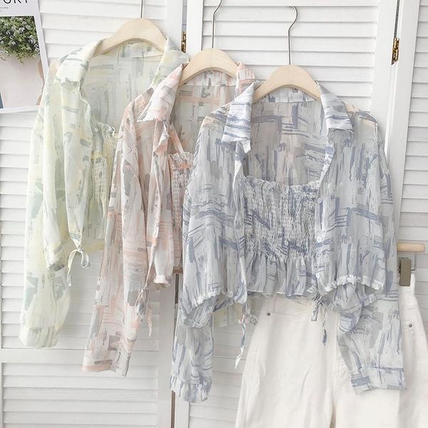 women's polos summer korean temperament small fresh floral folds stretch short vest lace long sleeve chiffon shirt two-piece suit, White
women's polos summer korean temperament small fresh floral folds stretch short vest lace long sleeve chiffon shirt two-piece suit, White