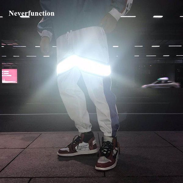 men's pants men loose night reflective side stripe hip hop casual male drawstring elastic waist windbreaker fabric sweatpants joggers, Black
men's pants men loose night reflective side stripe hip hop casual male drawstring elastic waist windbreaker fabric sweatpants joggers, Black
