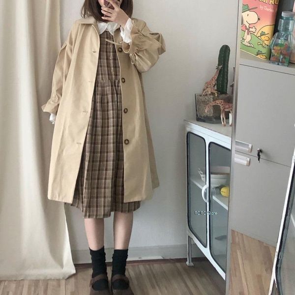 women's trench coats women long loose simple harajuku streetwear all-match chic daily windbreaker classic preppy style ins, Tan;black
women's trench coats women long loose simple harajuku streetwear all-match chic daily windbreaker classic preppy style ins, Tan;black