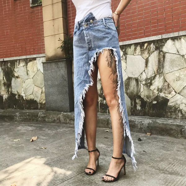 skirts Autumn personality design medium length lrregular split worn skirt female jeans, Black
skirts Autumn personality design medium length lrregular split worn skirt female jeans, Black