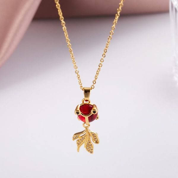 pendant necklaces fashion simple red goldfish necklace for women girls stainless steel chain animal copper charms choker jewelry gifts, Silver
pendant necklaces fashion simple red goldfish necklace for women girls stainless steel chain animal copper charms choker jewelry gifts, Silver