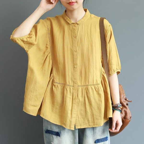 women's blouses & shirts oversized cotton linen women summer loose casual 2021 vintage style solid color woman p1258, White
women's blouses & shirts oversized cotton linen women summer loose casual 2021 vintage style solid color woman p1258, White