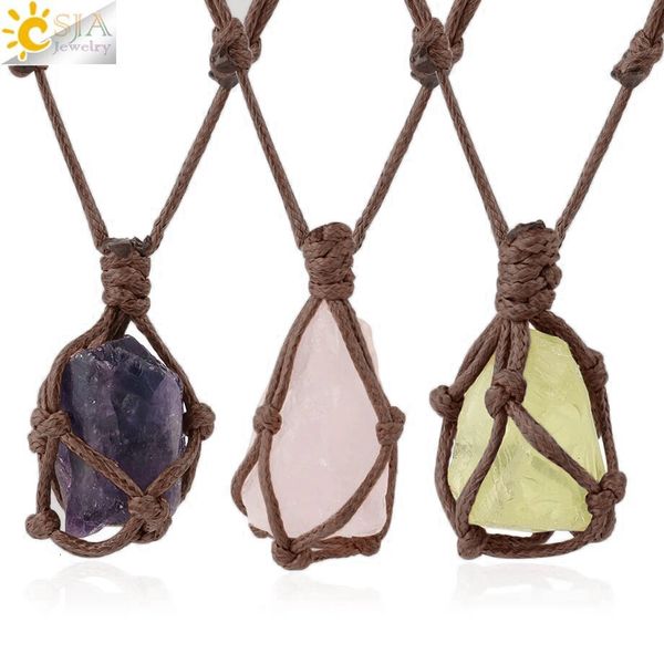 necklaces pendants csja natural stone rope wrap necklace irregular rose crystal quartz pendant adjustable women girl vintage jewelry g317, Silver
necklaces pendants csja natural stone rope wrap necklace irregular rose crystal quartz pendant adjustable women girl vintage jewelry g317, Silver