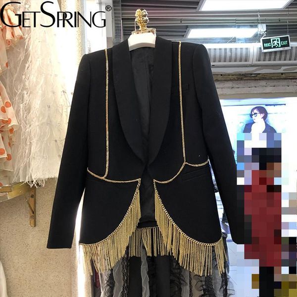 women's suits & blazers getspring women blazer chain tassel patchwork black white vintage and jackets all match casual loose suit coats, White;black
women's suits & blazers getspring women blazer chain tassel patchwork black white vintage and jackets all match casual loose suit coats, White;black