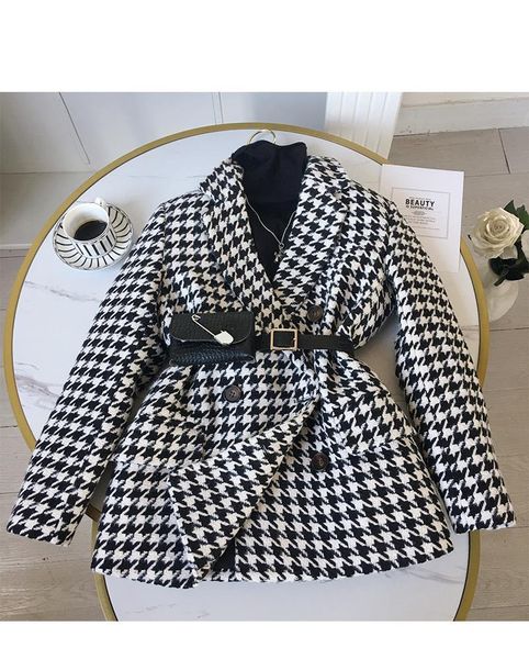 women fashion elegant double breasted houndstooth thick office work jacket suit with waist bag plaid blazer women's suits & blazers, White;black
women fashion elegant double breasted houndstooth thick office work jacket suit with waist bag plaid blazer women's suits & blazers, White;black