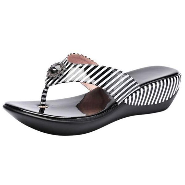 summer platform flip flops fashion stripe beach shoes women anti-slip genuine leather sandals casual slippers zy10, Black
summer platform flip flops fashion stripe beach shoes women anti-slip genuine leather sandals casual slippers zy10, Black