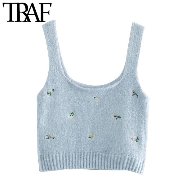 traf women fashion floral embroidered cropped knitted blouses vintage sleeveless straps female shirts blusas chic 210415, White
traf women fashion floral embroidered cropped knitted blouses vintage sleeveless straps female shirts blusas chic 210415, White