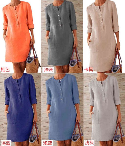 women's dresses 2021 spring and autumn large cotton hemp round ne long sleeve, Black;gray
women's dresses 2021 spring and autumn large cotton hemp round ne long sleeve, Black;gray