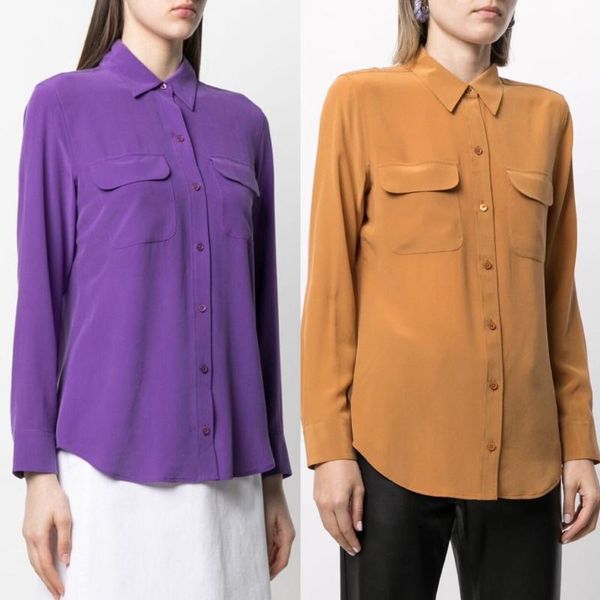 women's blouses & shirts women shirt 2021 basic classic double pocket plain sand washed silk long sleeve, White
women's blouses & shirts women shirt 2021 basic classic double pocket plain sand washed silk long sleeve, White