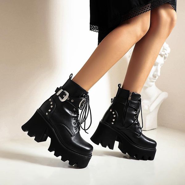 ankle boots punk woman fashion zipper belt buckle boot women single ladies platform shoes size 44 ab826, Black
ankle boots punk woman fashion zipper belt buckle boot women single ladies platform shoes size 44 ab826, Black
