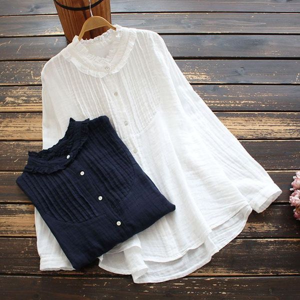 women's blouses & shirts 8748 spring women blouse japan style literary solid color stand collar pleated cotton shirt, White
women's blouses & shirts 8748 spring women blouse japan style literary solid color stand collar pleated cotton shirt, White