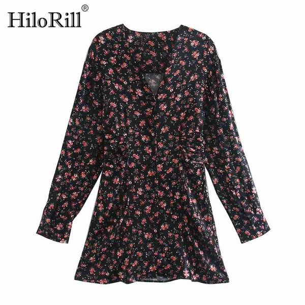 women retro v neck floral print mini dresses long sleeve pleated chic ladies a line button up party 210508, Black;gray
women retro v neck floral print mini dresses long sleeve pleated chic ladies a line button up party 210508, Black;gray