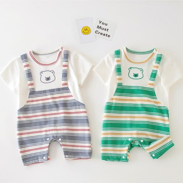 jumpsuits 0-18m baby romper fashion bear striped strap for boy girl summer short sleeve infant jumpsuit cotton born clothes, Blue
jumpsuits 0-18m baby romper fashion bear striped strap for boy girl summer short sleeve infant jumpsuit cotton born clothes, Blue