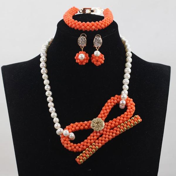 earrings & necklace elegant freshwater pearl set original orange coral pendant wedding jewelry cj780, Silver
earrings & necklace elegant freshwater pearl set original orange coral pendant wedding jewelry cj780, Silver