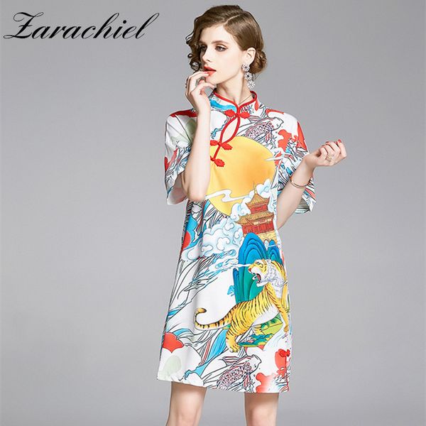 fashion tiger pattern print chiffon chinese cheongsam summer women mandarin collar hollow out loose dress qipao 210416, Black;gray
fashion tiger pattern print chiffon chinese cheongsam summer women mandarin collar hollow out loose dress qipao 210416, Black;gray