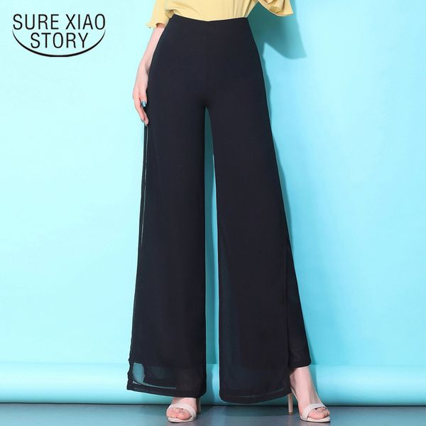 autumn thin high waist two layers chiffon broad-legged women flared trousers loose solid black pants 6682 50 210417, Black;white
autumn thin high waist two layers chiffon broad-legged women flared trousers loose solid black pants 6682 50 210417, Black;white