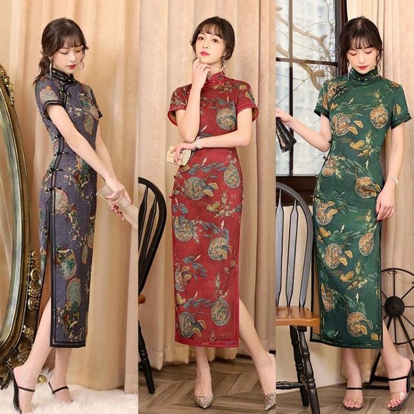 chinese traditional clothes women summer vintage floral print cheongsams short sleeve split qipao ladies slim long dresses ethnic clothing, Red
chinese traditional clothes women summer vintage floral print cheongsams short sleeve split qipao ladies slim long dresses ethnic clothing, Red