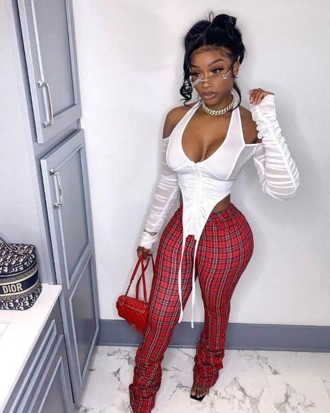 fashion women street hip hop style long pants elastic plaid casual straight women's & capris, Black;white
fashion women street hip hop style long pants elastic plaid casual straight women's & capris, Black;white