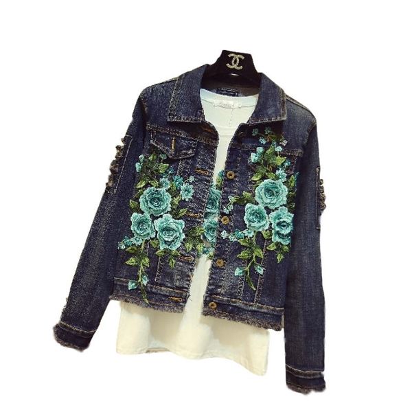 women's jackets student short jean jacket rose embroidery loose ripped denim women tassel basic coats jaqueta, Black;brown
women's jackets student short jean jacket rose embroidery loose ripped denim women tassel basic coats jaqueta, Black;brown
