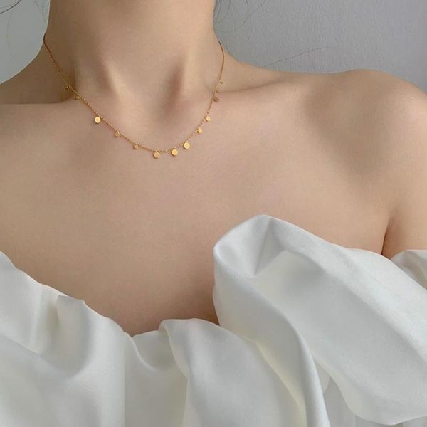 gold coin pendant necklace titanium steel dainty minimalist choker women jewelry kolye colar accessories necklaces, Silver
gold coin pendant necklace titanium steel dainty minimalist choker women jewelry kolye colar accessories necklaces, Silver