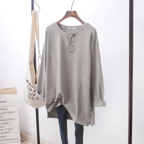 women's t-shirt autumn winter 2021 solid fashion simple o neck loose all match full t shirt for women, White
women's t-shirt autumn winter 2021 solid fashion simple o neck loose all match full t shirt for women, White