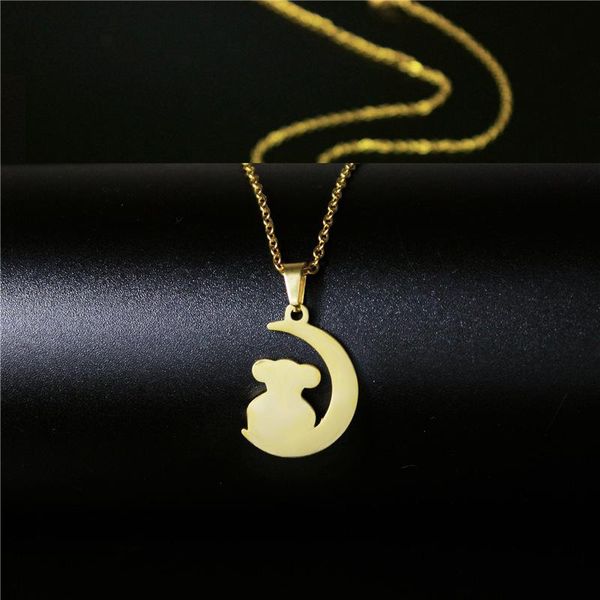 pendant necklaces trendy stainless steel animal necklace moon bear cute on the women collar jewelry gift, Silver
pendant necklaces trendy stainless steel animal necklace moon bear cute on the women collar jewelry gift, Silver