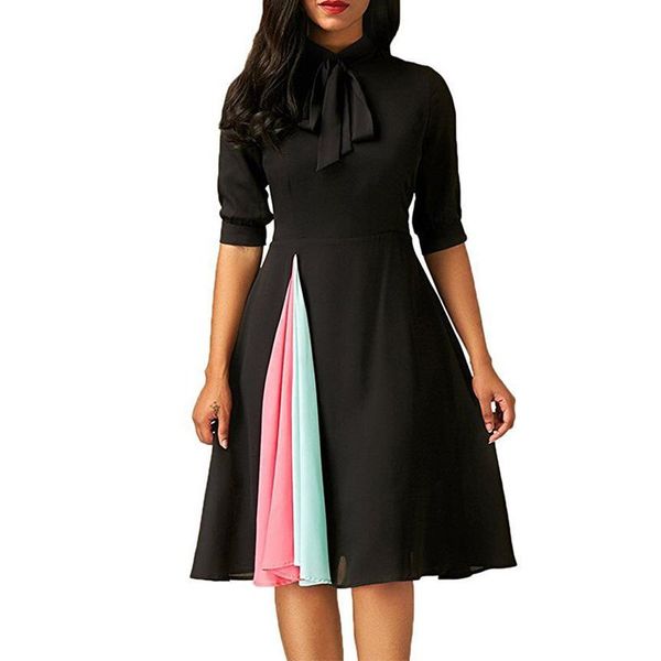 party dresses 2021 women autumn half sleeve elegant dress female patchwork chic bow lacing casual office vestidos mujer a-line, White;black
party dresses 2021 women autumn half sleeve elegant dress female patchwork chic bow lacing casual office vestidos mujer a-line, White;black