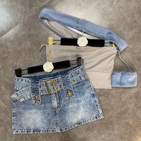 women's tracksuits zcsmll two pcs set for women 2021 summer plush oblique shoulder tube with belt short skirt ins blogger same suit, Gray
women's tracksuits zcsmll two pcs set for women 2021 summer plush oblique shoulder tube with belt short skirt ins blogger same suit, Gray