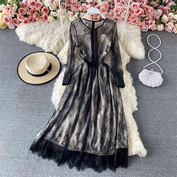 summer product mesh stitching vestidos female lace round neck waist compression high-end solid color midi dress gk172 210507, Black;gray
summer product mesh stitching vestidos female lace round neck waist compression high-end solid color midi dress gk172 210507, Black;gray