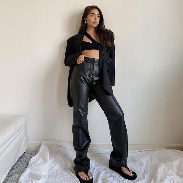 women's pants & capris faux pu leather wide leg women high waist stretch straight trousers female elegant stylish business office lady, Black;white
women's pants & capris faux pu leather wide leg women high waist stretch straight trousers female elegant stylish business office lady, Black;white