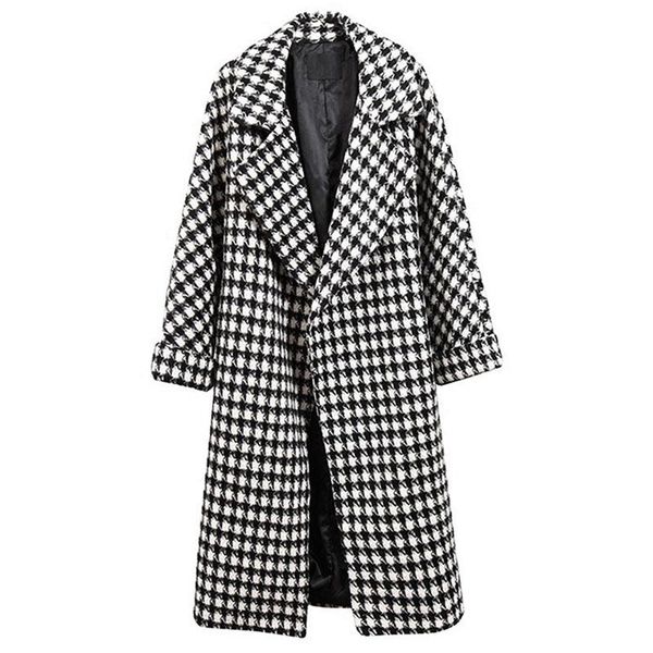 woolen plaid coat women's mid-length over the knee 2021 autumn winter temperament overcoat korean loose thick wool & blends, Black
woolen plaid coat women's mid-length over the knee 2021 autumn winter temperament overcoat korean loose thick wool & blends, Black