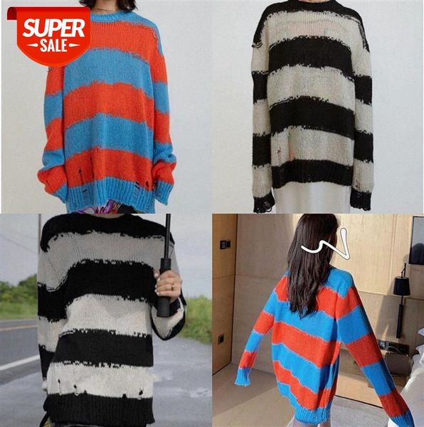 ~ outer wear lazy rainbow stripe pullover mohair loose sweater women #hh2z, Black
~ outer wear lazy rainbow stripe pullover mohair loose sweater women #hh2z, Black