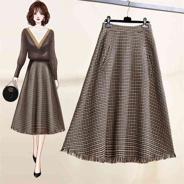 autumn & winter plus size simple plaid tweed skirt elastic high waist thin temperament women a-line long 210527, Black
autumn & winter plus size simple plaid tweed skirt elastic high waist thin temperament women a-line long 210527, Black