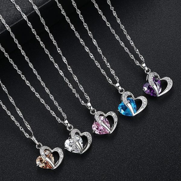 pendant necklaces women's necklace crystal jewelry fashion heart shaped clavicle chain lady engagement party valentines, Silver
pendant necklaces women's necklace crystal jewelry fashion heart shaped clavicle chain lady engagement party valentines, Silver