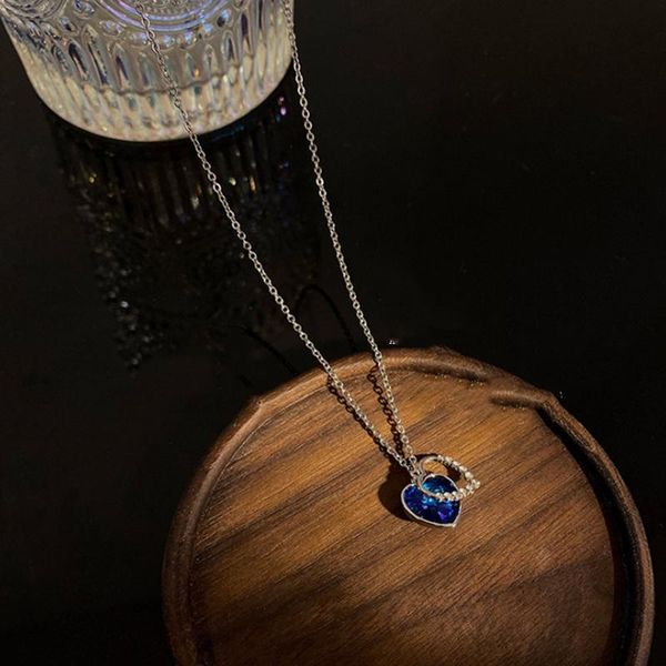 pendant necklaces trendy titanium steel blue crystal necklace female clavicle chain heart zircon for wedding engagement jewelry, Silver
pendant necklaces trendy titanium steel blue crystal necklace female clavicle chain heart zircon for wedding engagement jewelry, Silver