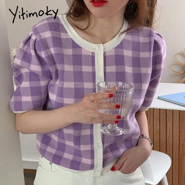 women's knits & tees yitimoky elegant cardigan women o-neck contrase color 2021 summer fashion korean single breasted purple solid knit, White
women's knits & tees yitimoky elegant cardigan women o-neck contrase color 2021 summer fashion korean single breasted purple solid knit, White